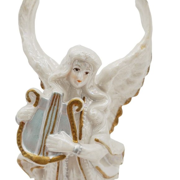 Porcelain Christmas‎ Angel Porcelain Figurine Pearl Finish Gold Silver Painted - Picture 4 of 7